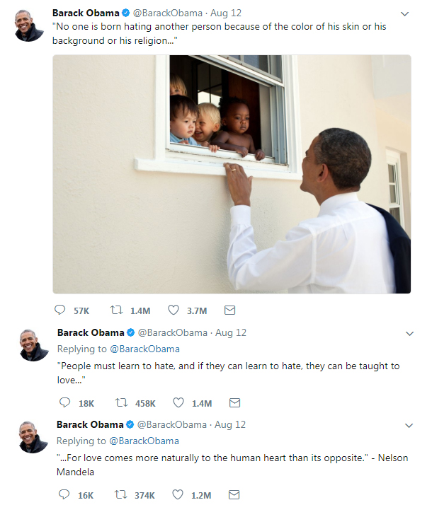 obama tweet about love Nelson Mandela quote